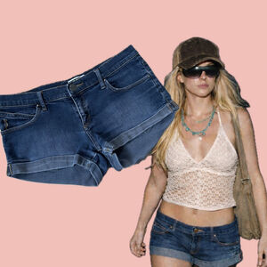 Vintage Y2K Roxy Low Rise Denim Micro Shorts Size 7 Boho Surf